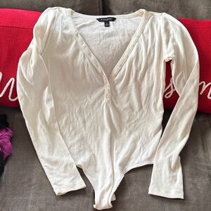 Banana Republic Cream V-Neck Bodysuit
